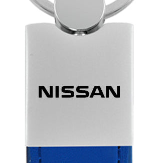 Nissan Duo Leather / Chrome Key Fob - Blue