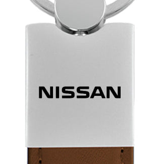 Nissan Duo Leather / Chrome Key Fob - Brown