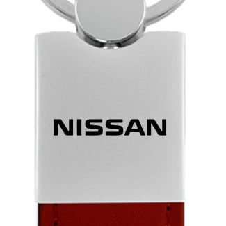 Nissan Duo Leather / Chrome Key Fob - Burgundy