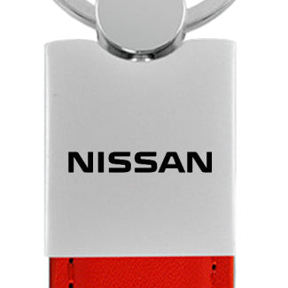 Nissan Duo Leather / Chrome Key Fob - Red