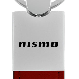Nissan Nismo Duo Leather / Chrome Key Fob - Burgundy