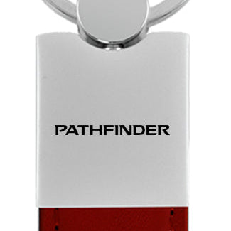 Nissan Pathfinder Duo Leather / Chrome Key Fob - Burgundy