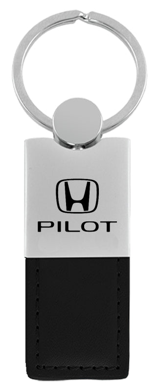 Honda Pilot Duo Leather / Chrome Key Fob - Black