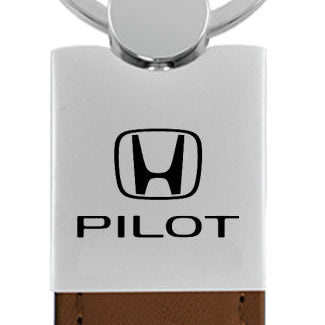 Honda Pilot Duo Leather / Chrome Key Fob - Brown