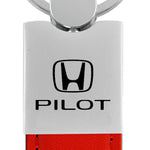 Honda Pilot Duo Leather / Chrome Key Fob - Red