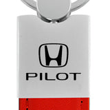 Honda Pilot Duo Leather / Chrome Key Fob - Red