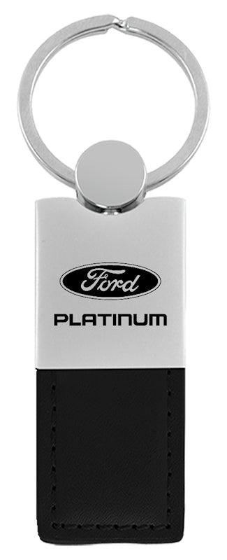 Ford Platinum Duo Leather / Chrome Key Fob - Black