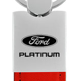 Ford Platinum Duo Leather / Chrome Key Fob - Red