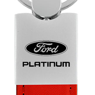 Ford Platinum Duo Leather / Chrome Key Fob - Red