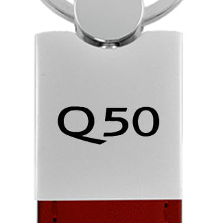 Infiniti Q50 Duo Leather / Chrome Key Fob - Burgundy