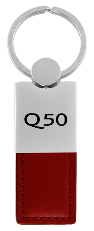 Infiniti Q50 Duo Leather / Chrome Key Fob - Burgundy