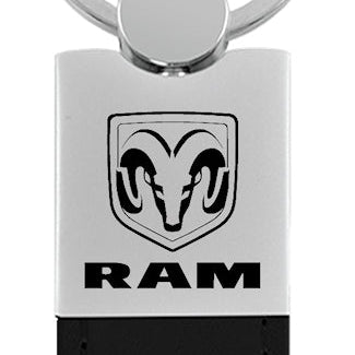 Ram Duo Leather / Chrome Key Fob - Black