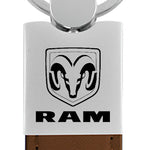Ram Duo Leather / Chrome Key Fob - Brown