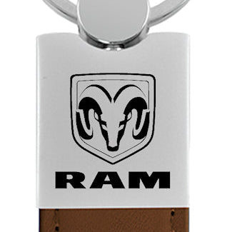 Ram Duo Leather / Chrome Key Fob - Brown