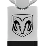 Ram Head Duo Leather / Chrome Key Fob - Black