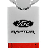 Ford Raptor Duo Leather / Chrome Key Fob - Red