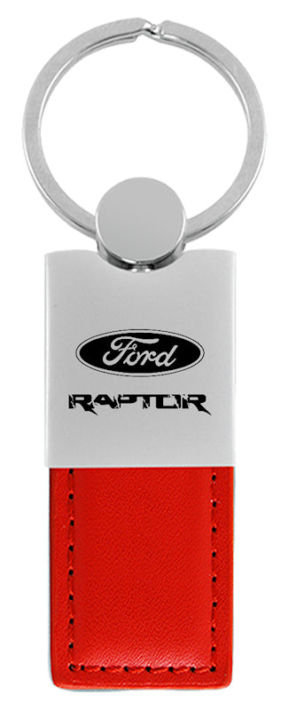 Ford Raptor Duo Leather / Chrome Key Fob - Red