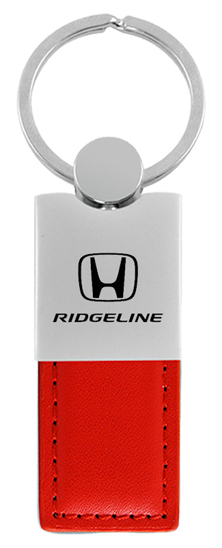 Honda Ridgeline Duo Leather / Chrome Key Fob - Red