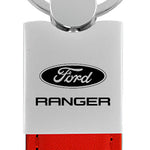 Ford Ranger Duo Leather / Chrome Key Fob - Red