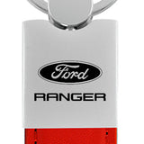 Ford Ranger Duo Leather / Chrome Key Fob - Red
