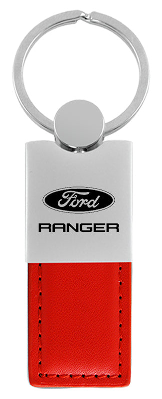 Ford Ranger Duo Leather / Chrome Key Fob - Red
