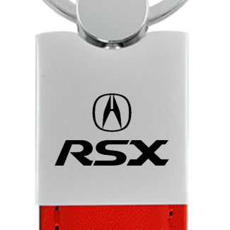 Acura RSX Duo Leather / Chrome Key Fob - Red