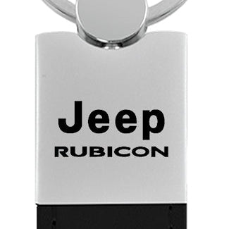 Jeep Rubicon Duo Leather / Chrome Key Fob - Black