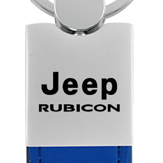 Jeep Rubicon Duo Leather / Chrome Key Fob - Blue