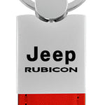 Jeep Rubicon Duo Leather / Chrome Key Fob - Red