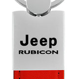 Jeep Rubicon Duo Leather / Chrome Key Fob - Red