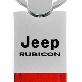 Jeep Rubicon Duo Leather / Chrome Key Fob - Red