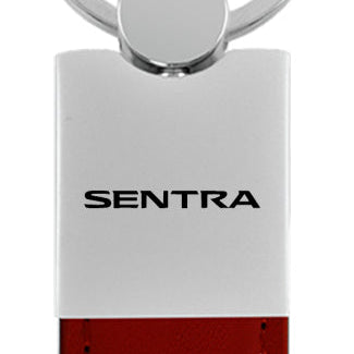 Nissan Sentra Duo Leather / Chrome Key Fob - Burgundy