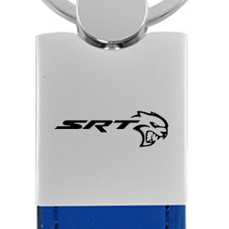 Dodge SRT Hellcat Duo Leather / Chrome Key Fob - Blue