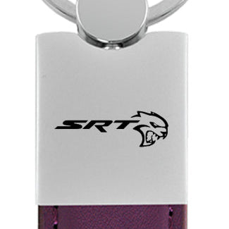 Dodge SRT Hellcat Duo Leather / Chrome Key Fob - Purple