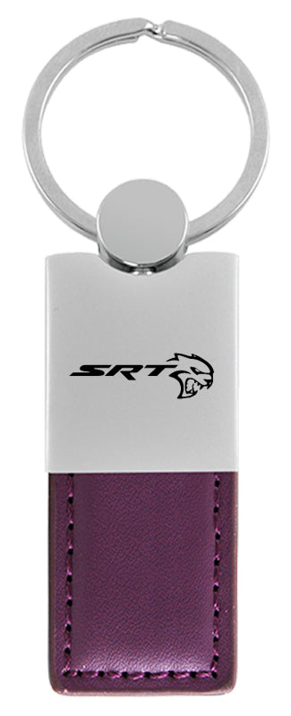 Dodge SRT Hellcat Duo Leather / Chrome Key Fob - Purple