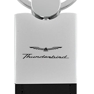 Ford Thunderbird Duo Leather / Chrome Key Fob - Black