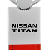 Nissan Titan Duo Leather / Chrome Key Fob - Red