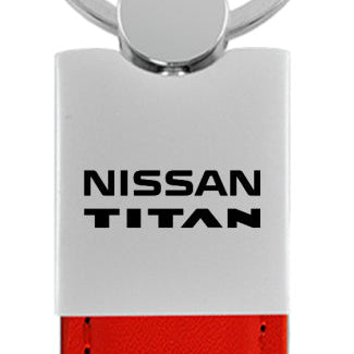 Nissan Titan Duo Leather / Chrome Key Fob - Red