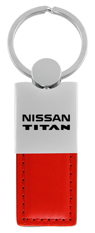 Nissan Titan Duo Leather / Chrome Key Fob - Red