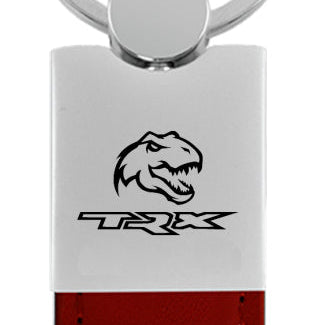 Ram TRX Dino Duo Leather / Chrome Key Fob - Burgundy