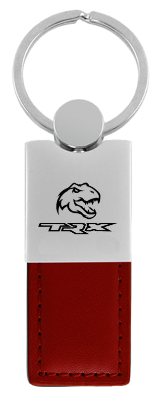 Ram TRX Dino Duo Leather / Chrome Key Fob - Burgundy