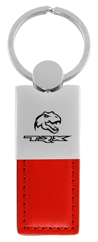 Ram TRX Dino Duo Leather / Chrome Key Fob - Red