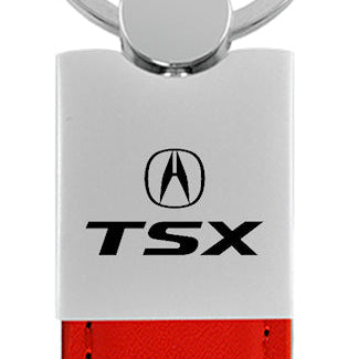 Acura TSX Duo Leather / Chrome Key Fob - Red