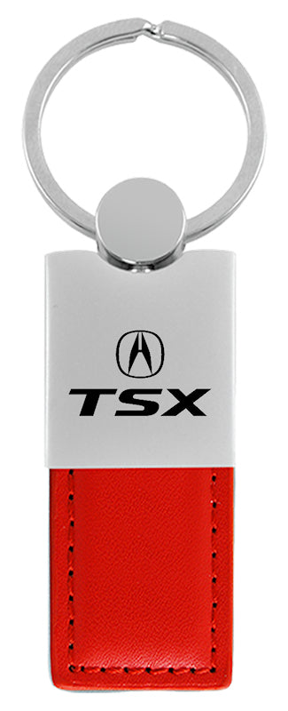 Acura TSX Duo Leather / Chrome Key Fob - Red