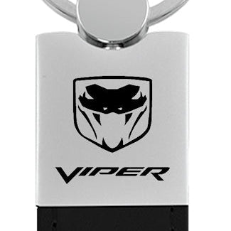 Dodge Viper (Fangs) Duo Leather / Chrome Key Fob - Black