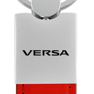 Nissan Versa Duo Leather / Chrome Key Fob - Red