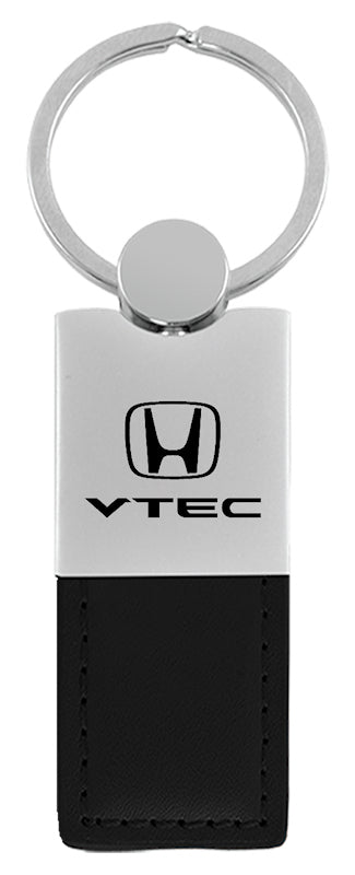 Honda VTEC Duo Leather / Chrome Key Fob - Black