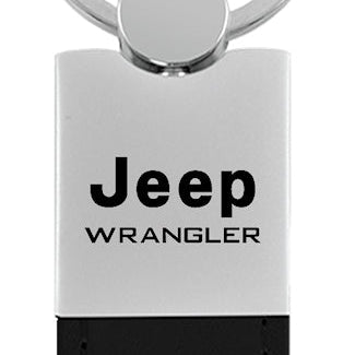 Jeep Wrangler Duo Leather / Chrome Key Fob - Black