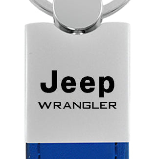 Jeep Wrangler Duo Leather / Chrome Key Fob - Blue