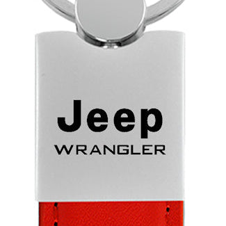 Jeep Wrangler Duo Leather / Chrome Key Fob - Red